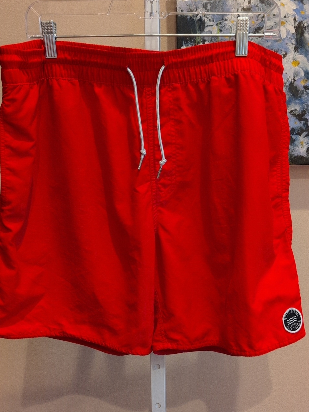 Ron Jon Bright Red Swim Trunks with Drawstring